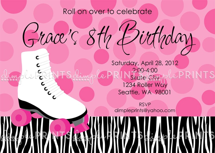 Printable Roller Skating Birthday Invitations