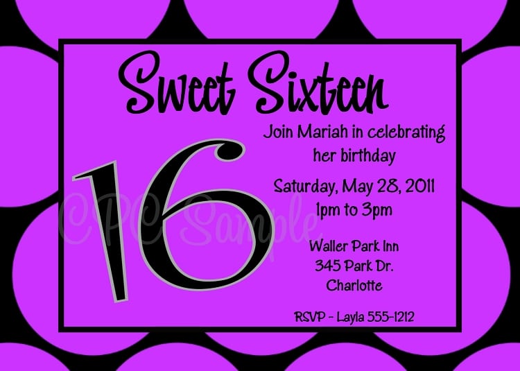 Printable Sweet 16 Party Invitations