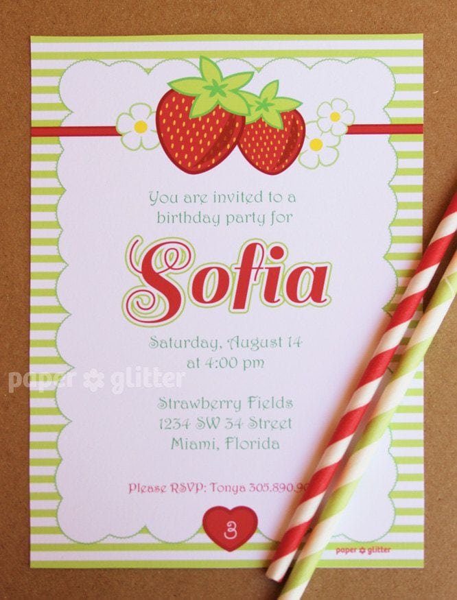 Strawberry Baby Shower Invitation Printable