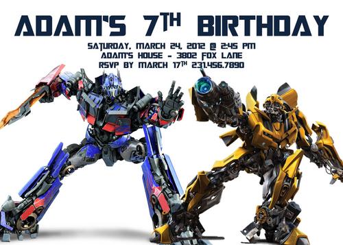 Transformers Party Invitations Free