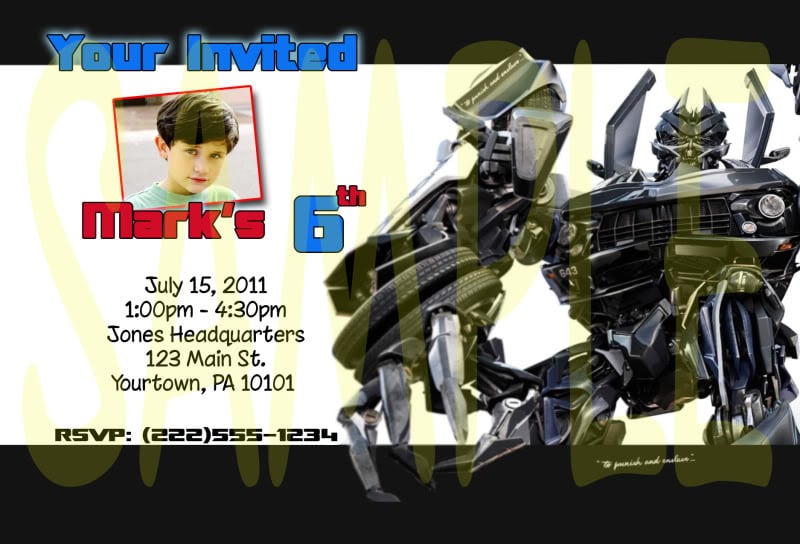 Transformers Party Invitations Uk