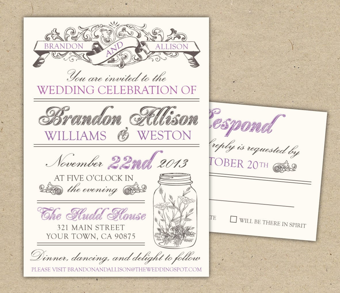 Vintage Wedding Invitation Template Diy
