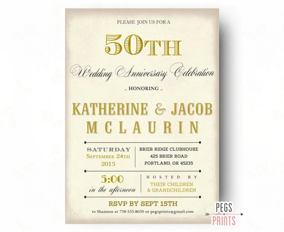 50 Year Wedding Anniversary Invitation Wording