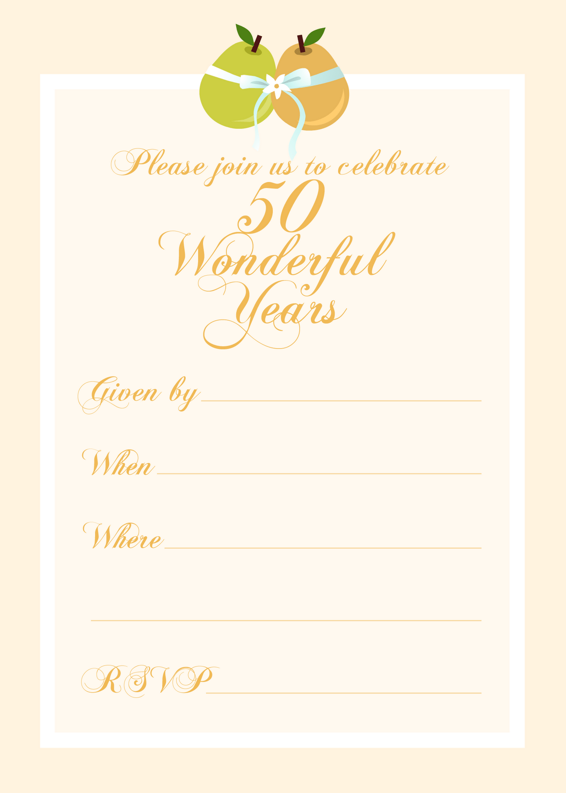 50th Wedding Anniversary Printable Invitations