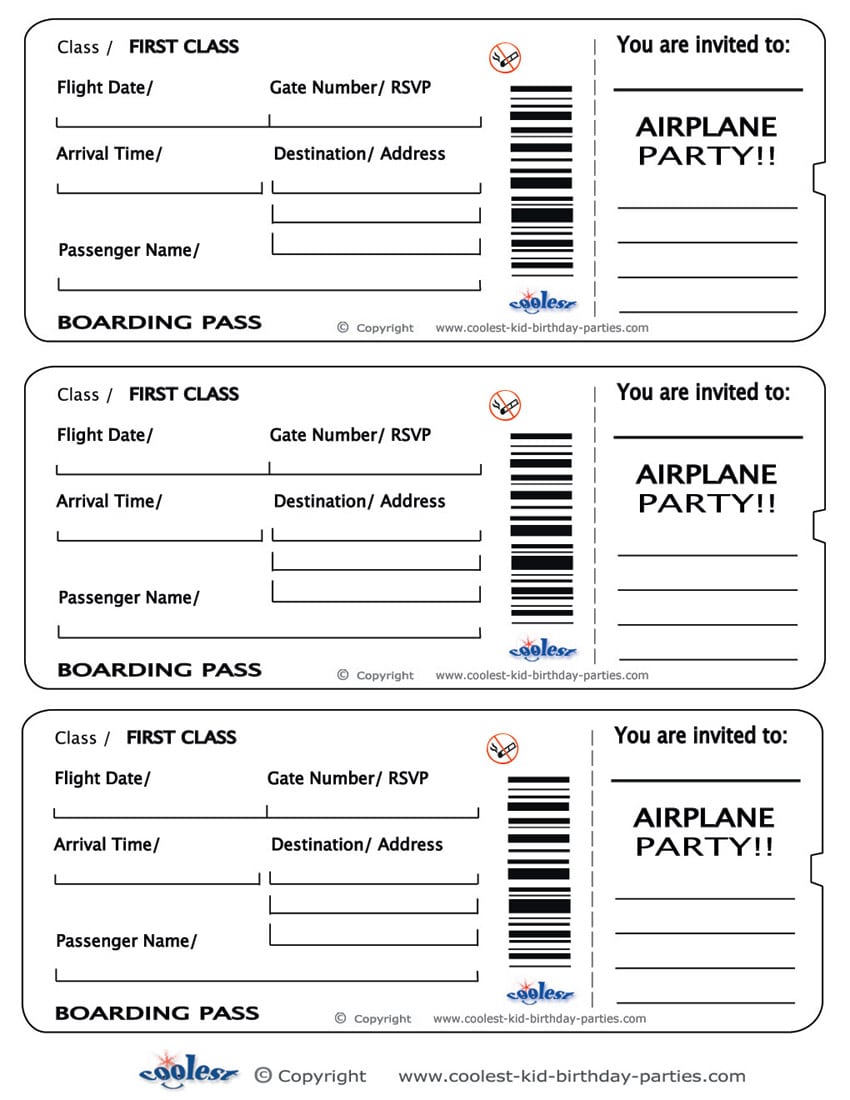 Airline Ticket Invitations Free