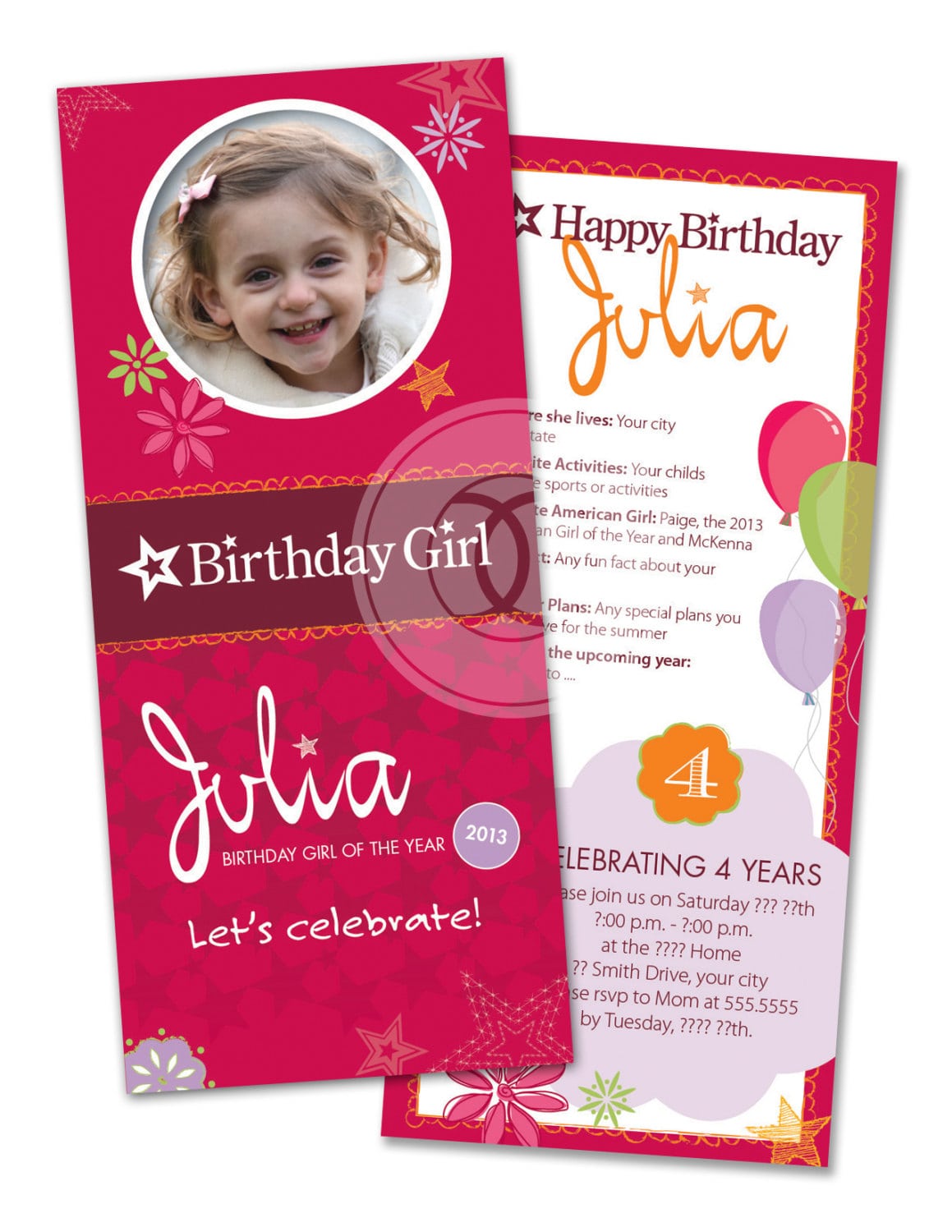 American Girl Party Invitation Template