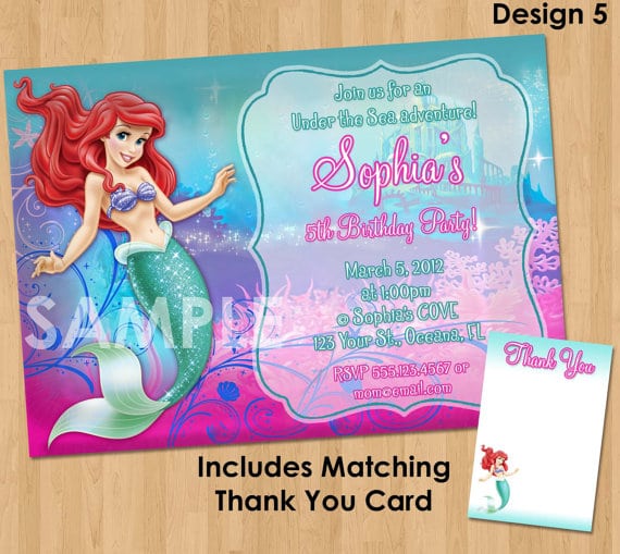 Ariel The Little Mermaid Invitation
