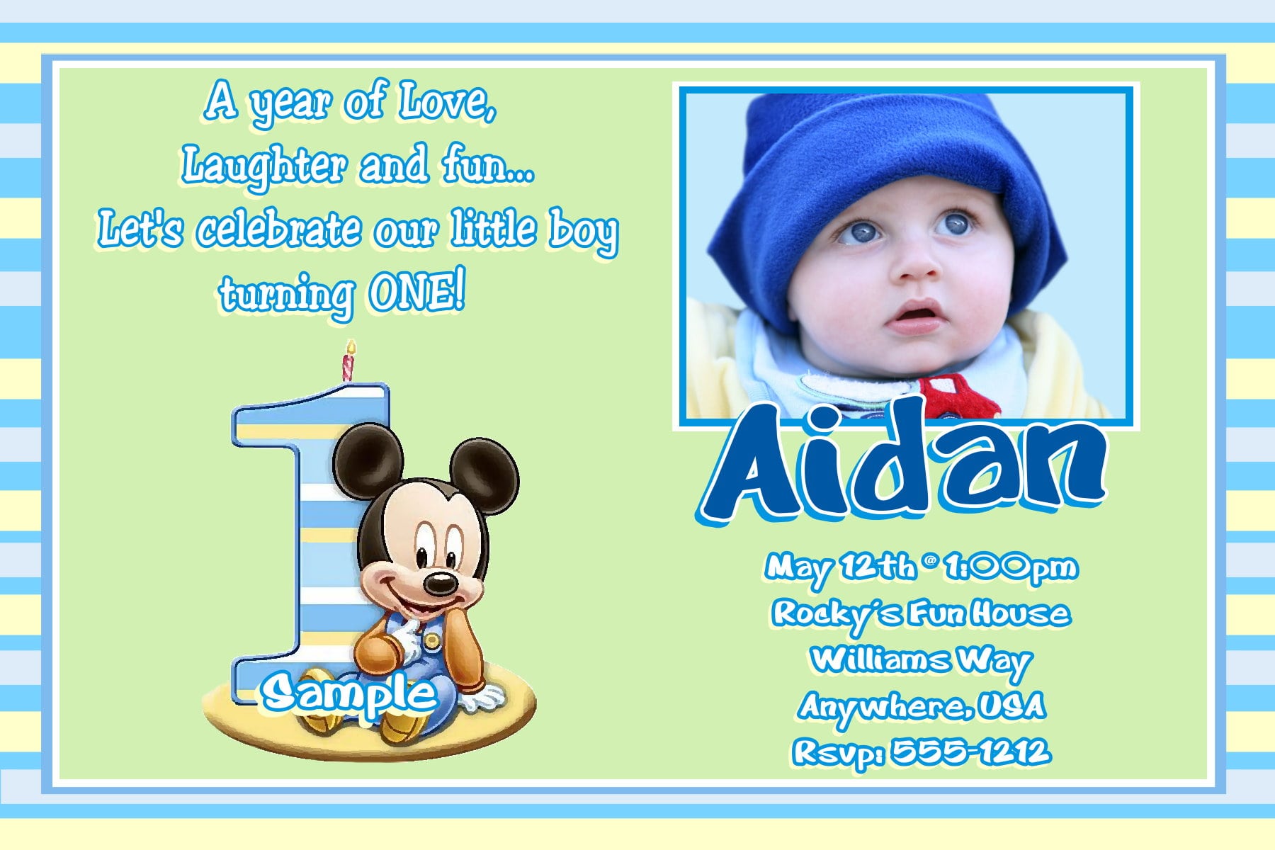 Baby Mickey Mouse Birthday Invitations