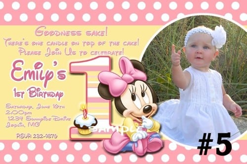Baby Minnie Mouse Birthday Invitations