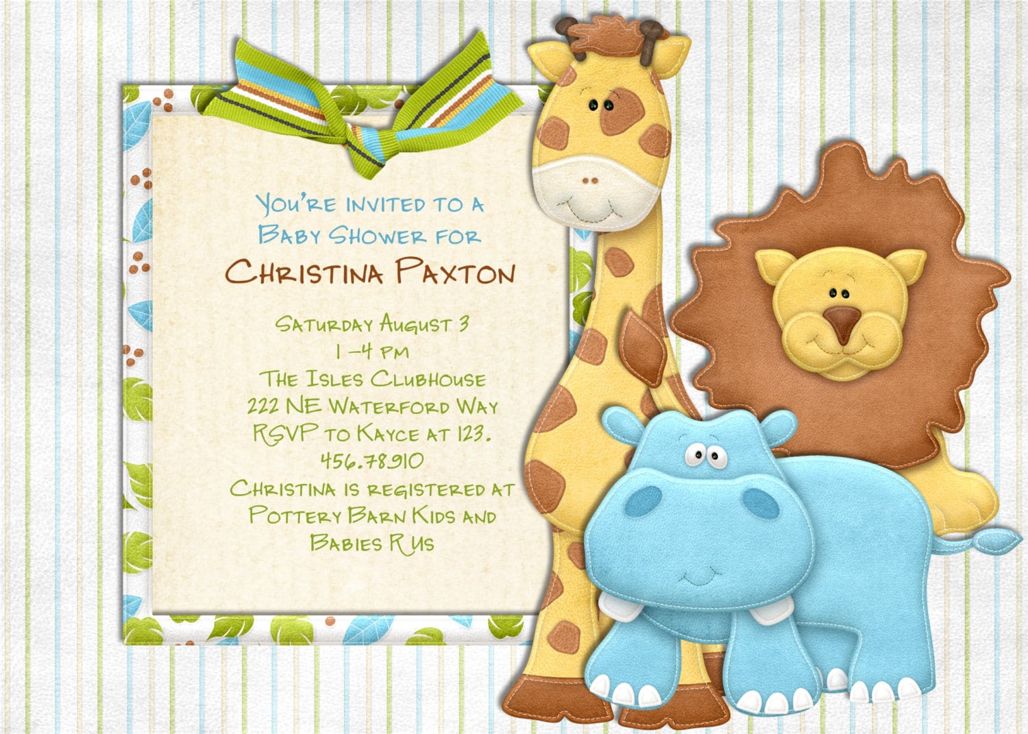 Baby Shower Jungle Invitation Template