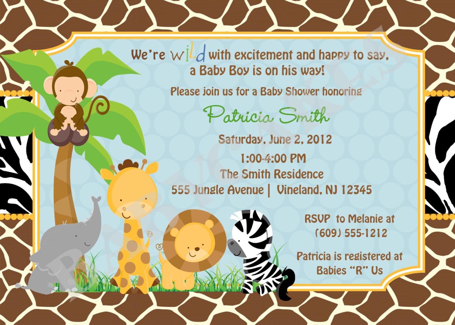 Baby Shower Safari Invitation Templates