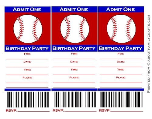 Baseball Ticket Invitation Free Template