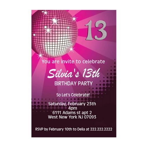 Birthday Disco Invitations