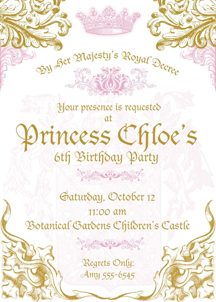 Birthday Invitation Princess Theme