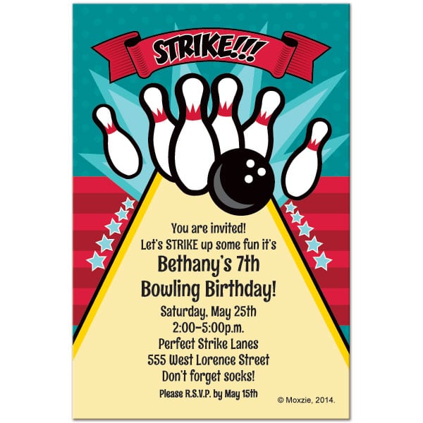 Bowling Birthday Party Invitation Template