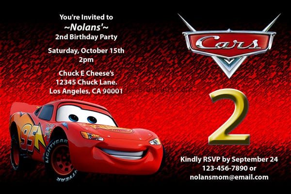 Cars Birthday Invitation Free Printable