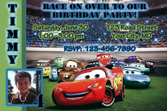 Cars Party Invitations Personalized