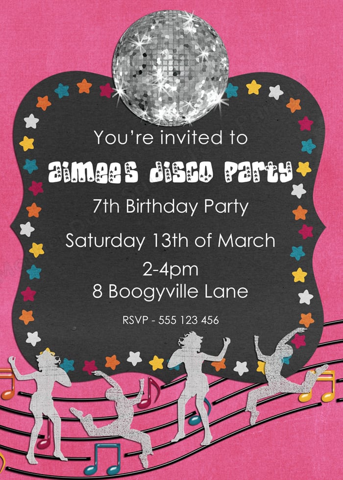Disco Birthday Invitation Templates Free