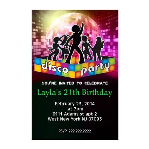 Disco Birthday Invitations Printable