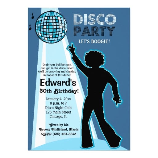 Disco Birthday Invitations Wording