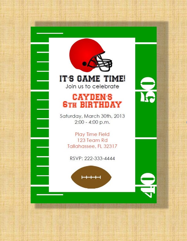 Football Printable Birthday Invitation