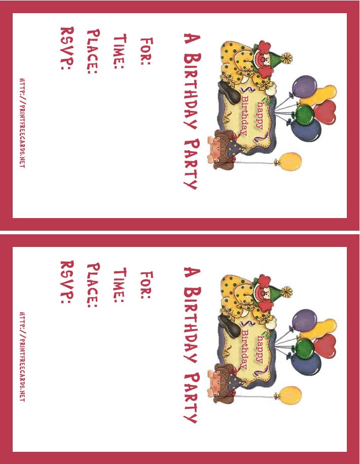 Free Birthday Printable Invitation Cards
