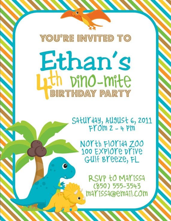 Free Dinosaur Birthday Party Invitation Template