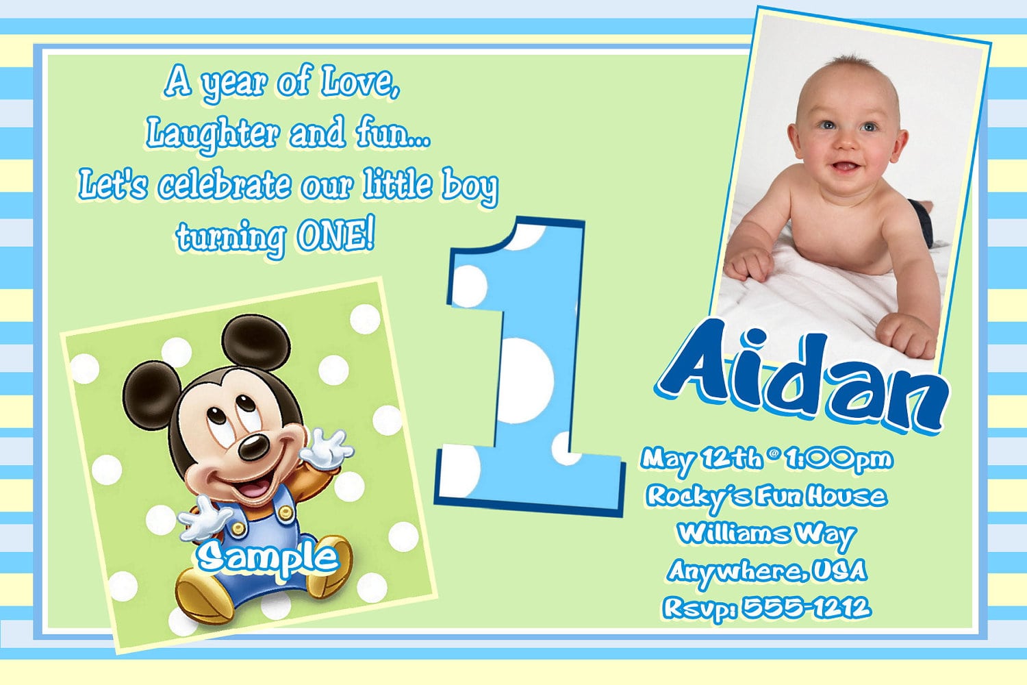 Free Mickey Mouse 1st Birthday Invitation