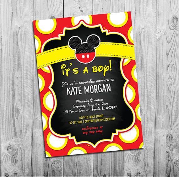 Free Mickey Mouse Baby Shower Invitation