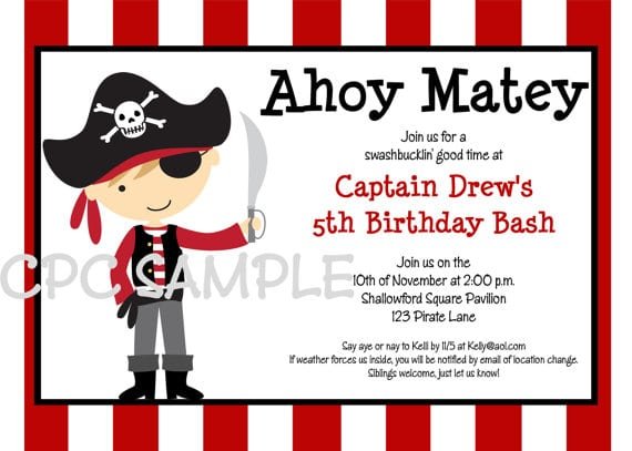 Free Printable Baby Pirate Birthday Invitation