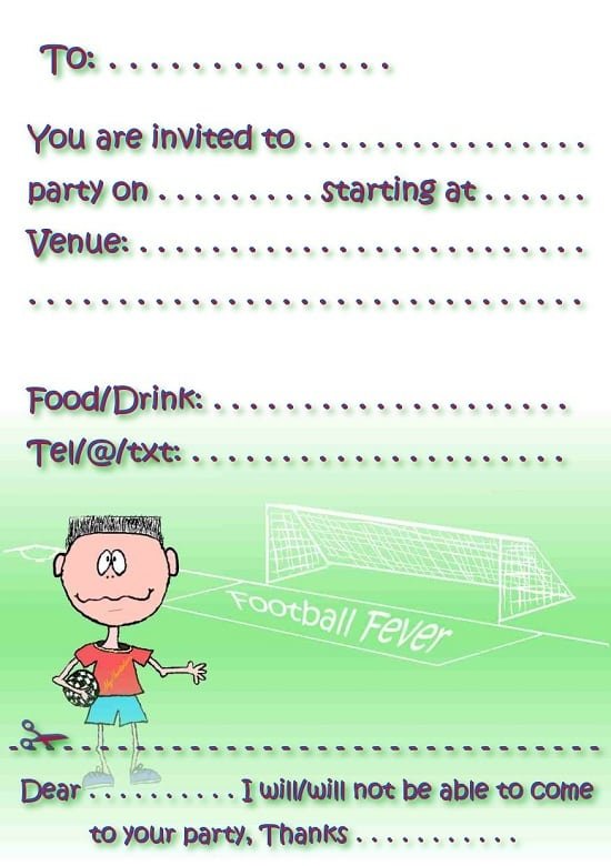 Free Printable Soccer Birthday Invitation Cards