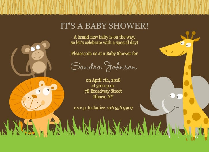 Free Printable Zoo Animal Baby Shower Invitations