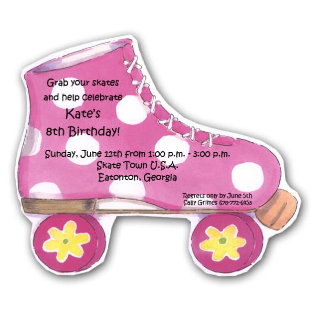 Free Roller Skating Birthday Party Invitation Template.