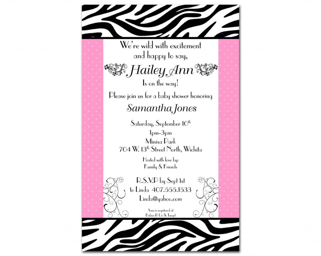 Free Zebra Baby Shower Invitation Templates