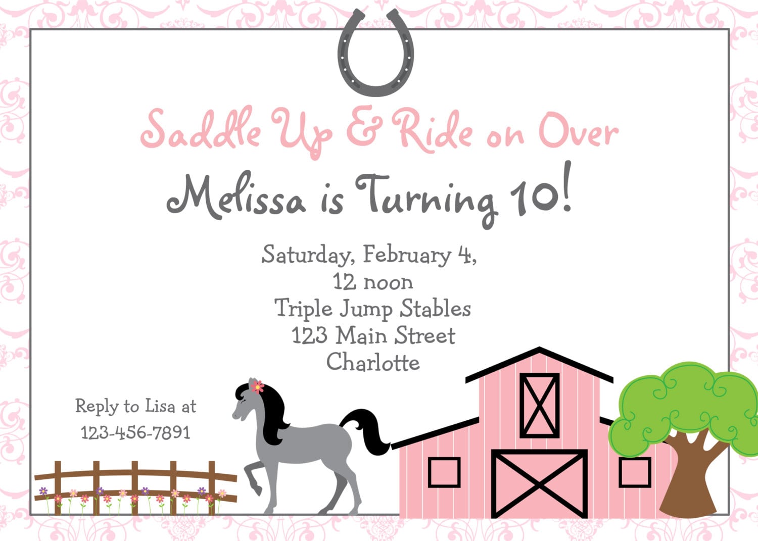Horse Party Invitation Template