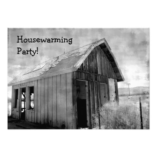Housewarming Party Black And White Invitation Template