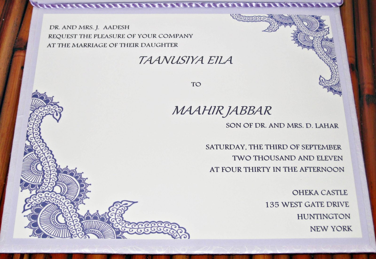 Invitation Card Sample For Wedding