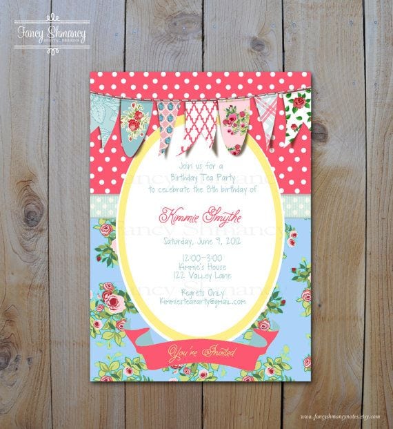 Little Girl Tea Party Invitation