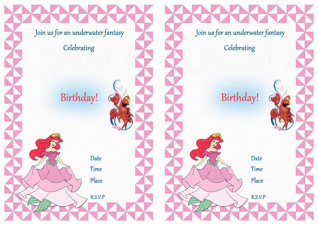 Little Mermaid Birthday Invitations Free Printables