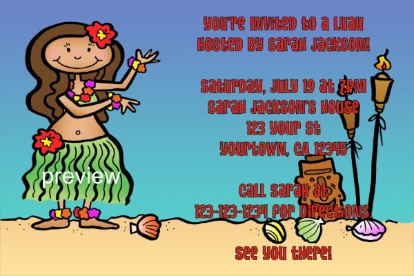 Luau Birthday Invitation Wording Samples