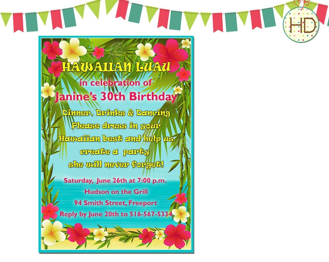 Luau Invitation Birthday