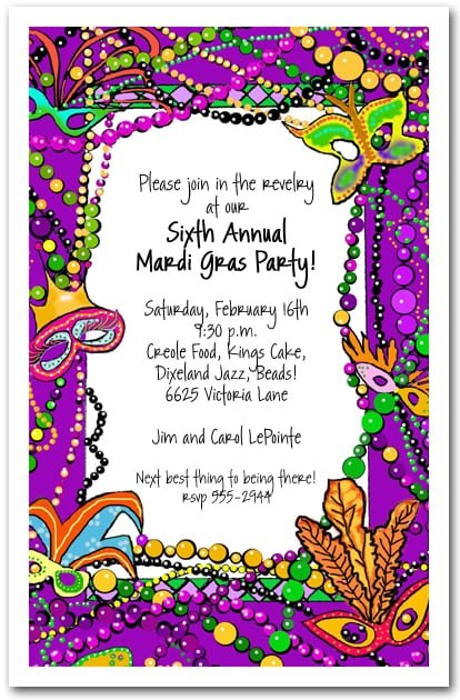 Mardi Gras Party Invitations