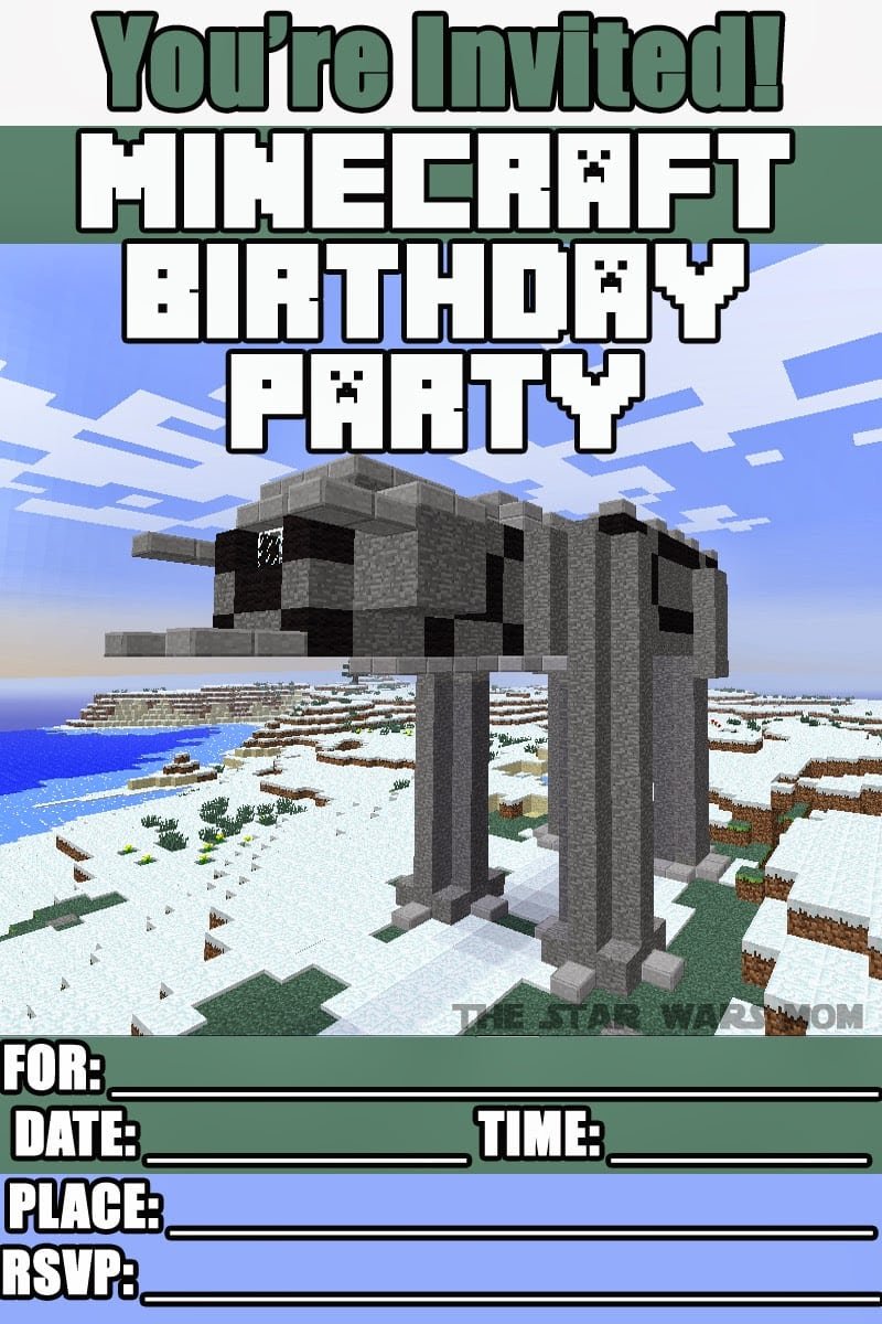 Minecraft Birthday Party Invitations Printable Free