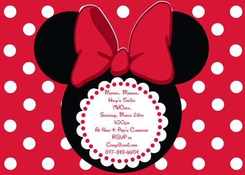Minnie Mouse Red Birthday Invitations