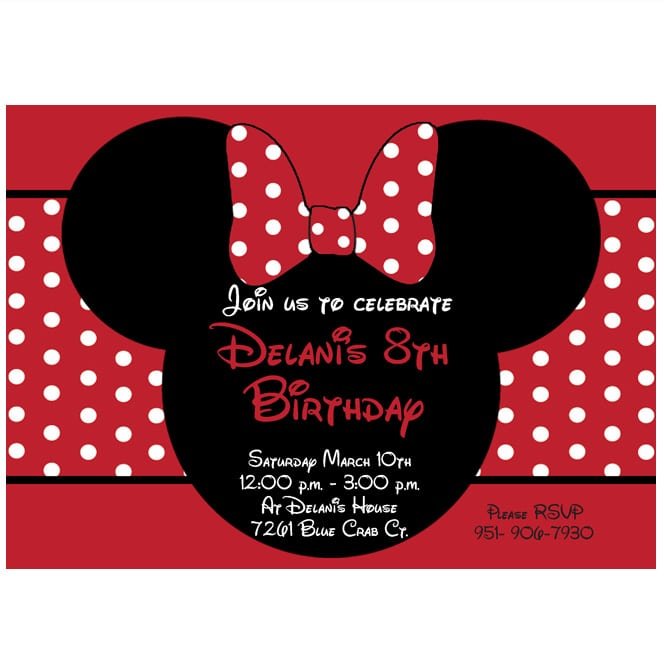 Minnie Mouse Red Invitations