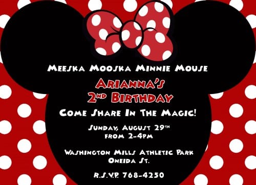 Minnie Mouse Red Invitations Printable