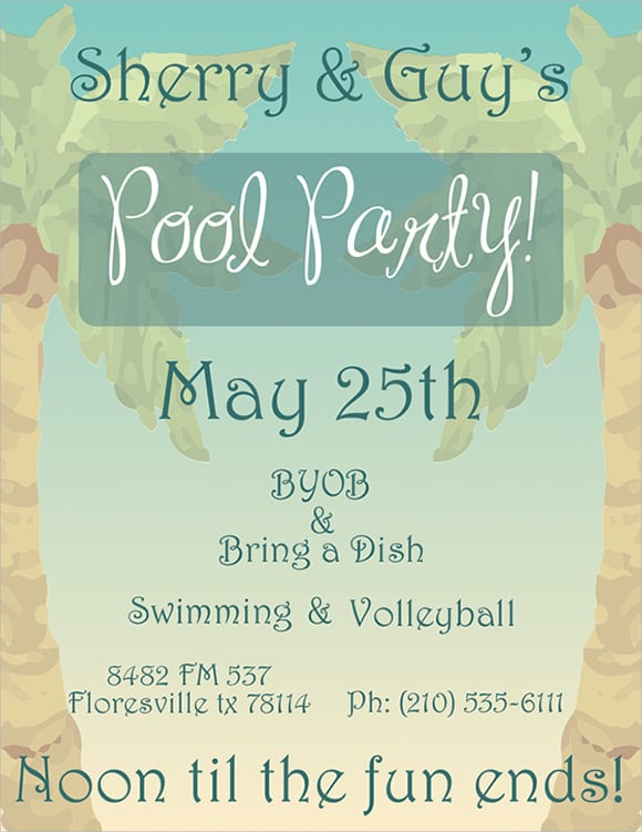 Pool Party Invitation Download