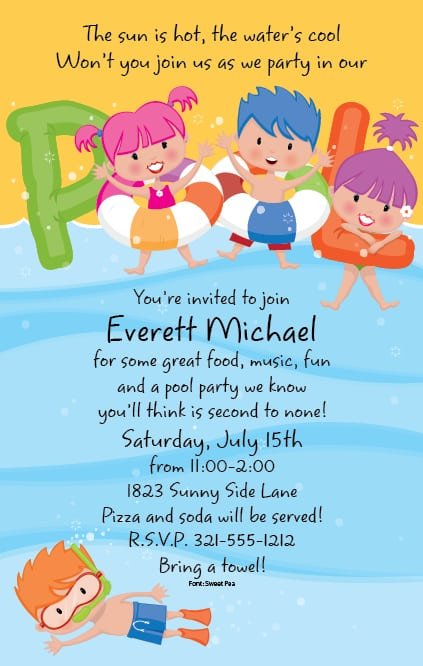 Pool Party Kids Invitation