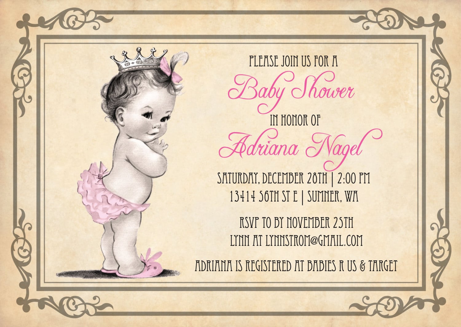 Princess Baby Shower Invitations Etsy