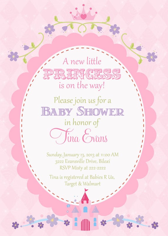Princess Baby Shower Invitations Templates